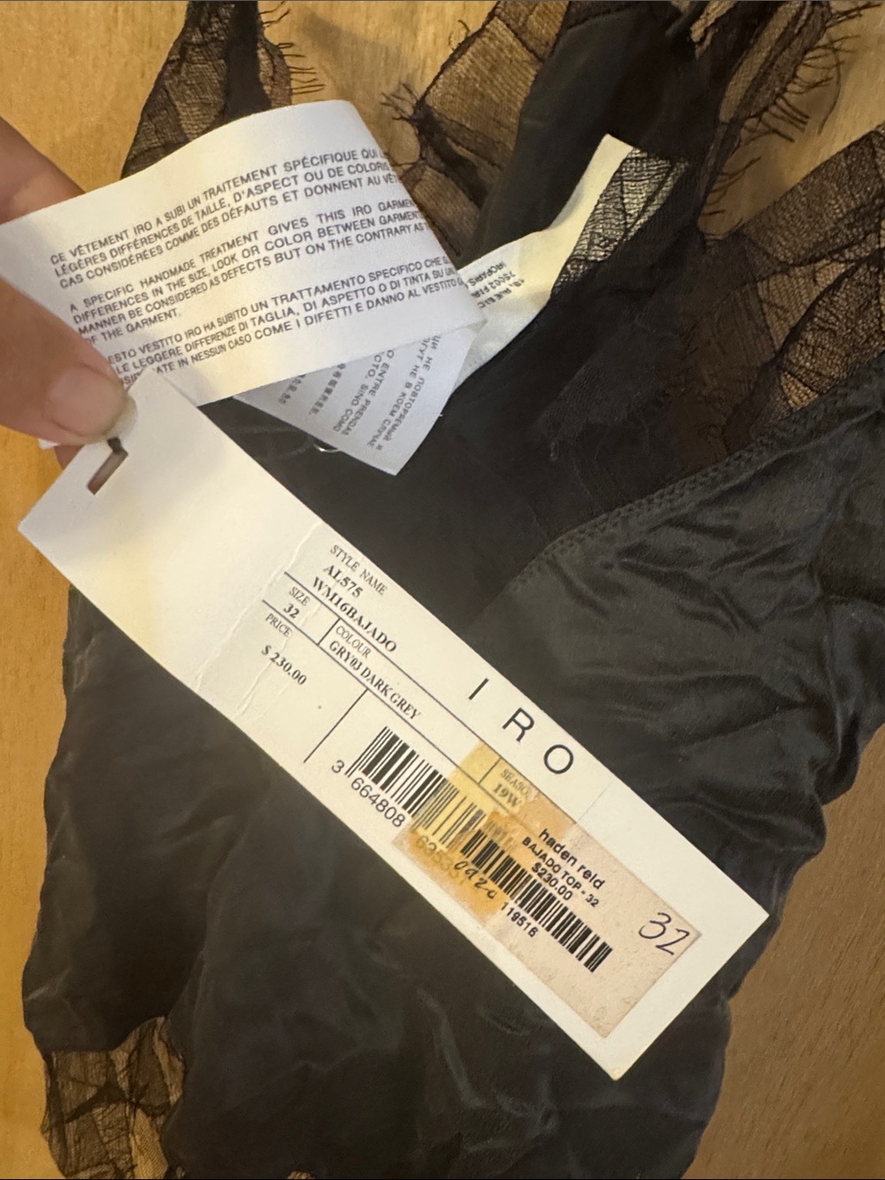NWT IRO % 100 Silk Berwyn Lace-Trim Slip Cami Tank PARIS Gift Size FR 32 US 0 - Picture 3 of 4